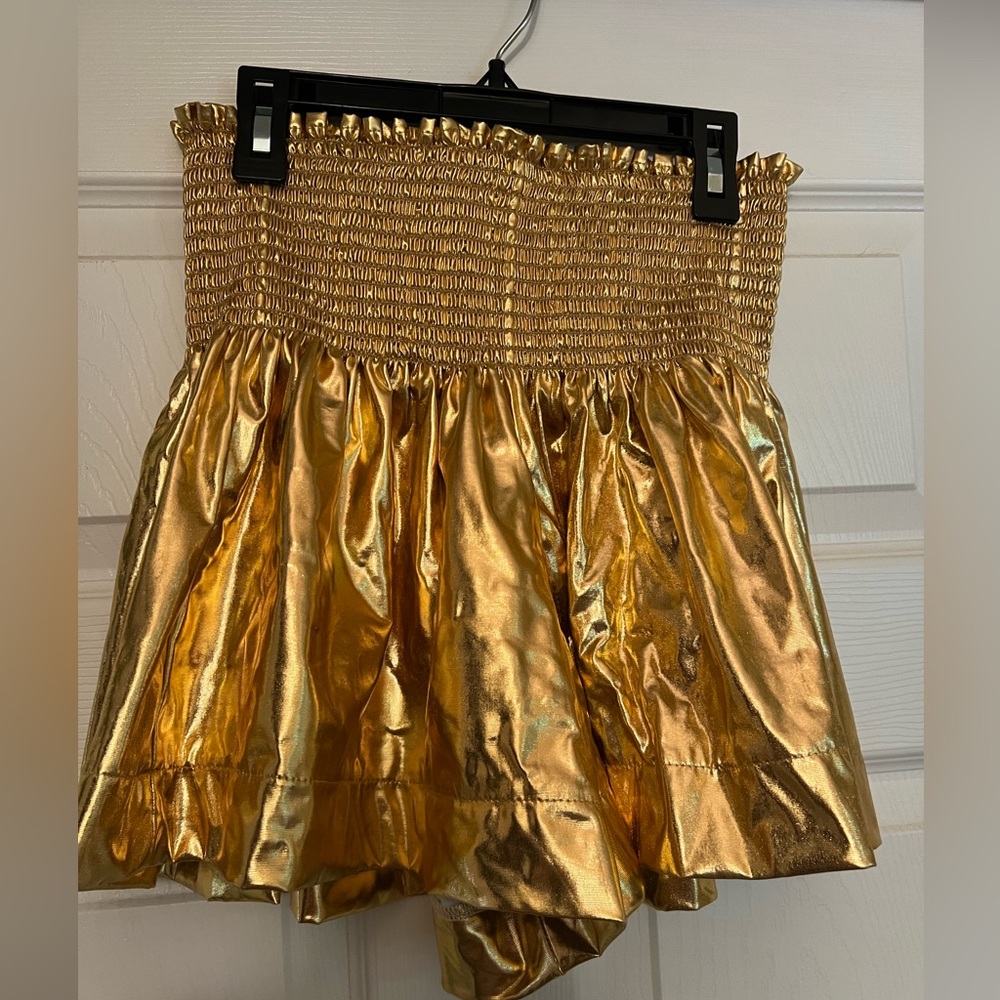 Queen of Sparkles Metallic Gold Swing Shorts